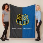 1. FC Saarbrücken blau schwarzer Hintergrund Fleecedecke – Decke