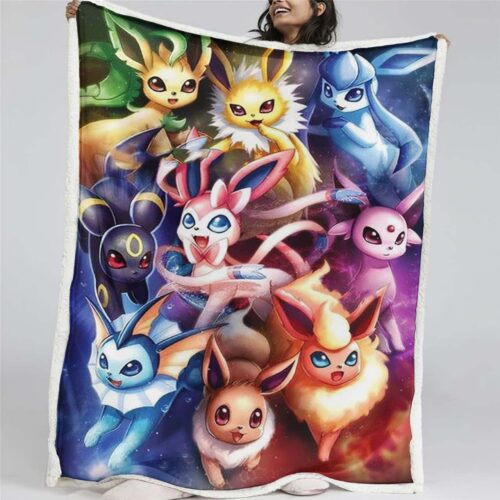 Alle Evoli-Entwicklungen Pokemon 1002 Decke - Fleecedecke