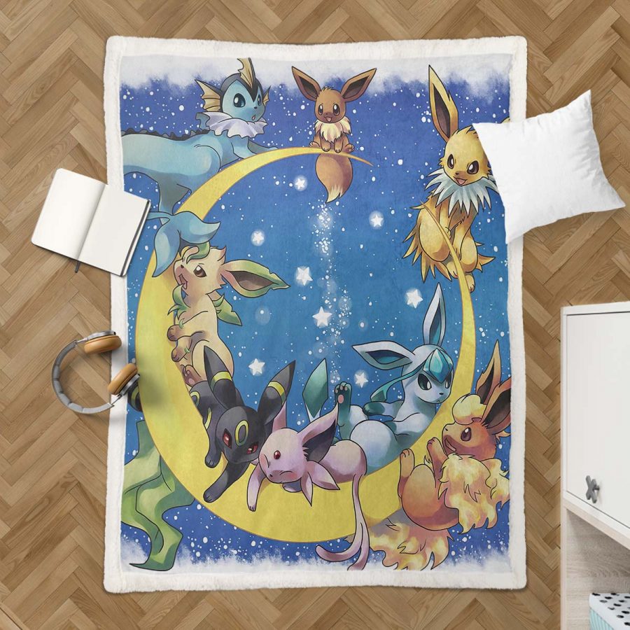 Alle Evoli-Entwicklungen Pokemon auf dem Mond Decke - Fleecedecke – Bild 3