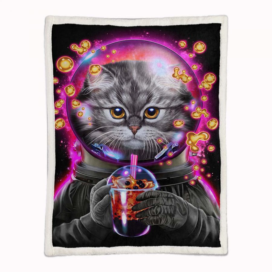 Astronauten-Katzen-Bubble-Tea Decke - Fleecedecke – Bild 2
