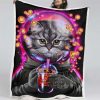 Astronauten-Katzen-Bubble-Tea Decke - Fleecedecke