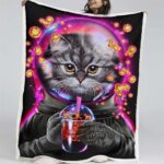 Astronauten-Katzen-Bubble-Tea Decke – Fleecedecke