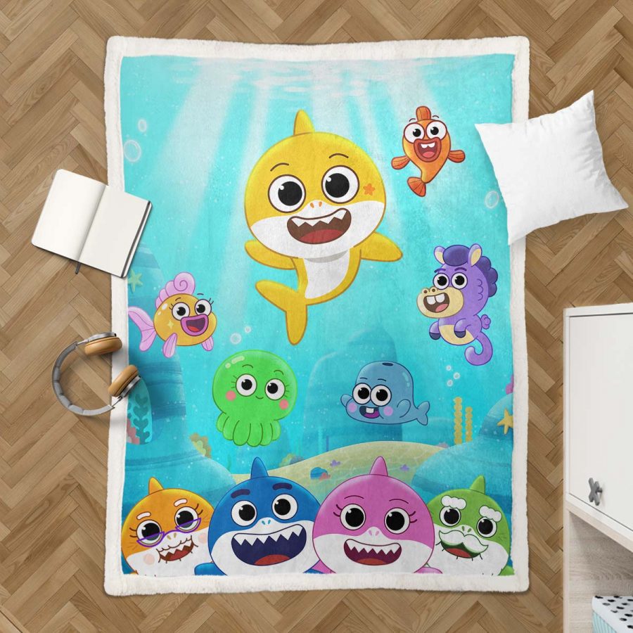 Babyhai-Familie 01 Decke - Fleecedecke – Bild 3