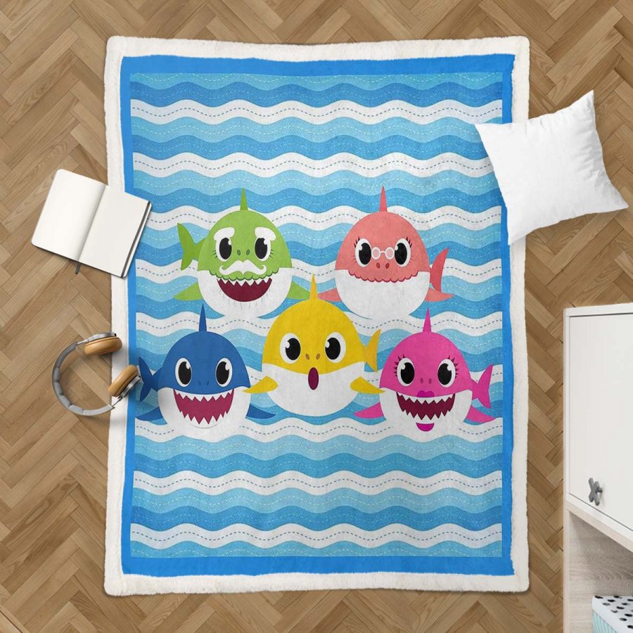 Babyhai-Familie 03 Decke - Fleecedecke – Bild 3