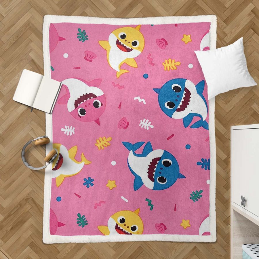 Baby Shark Muster Rosa Niedlich Decke - Fleecedecke – Bild 3