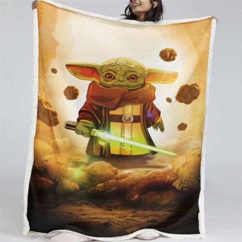 Baby Yoda süß in Star Wars 1 Decke - Fleecedecke