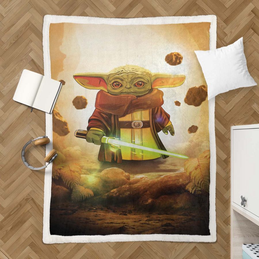 Baby Yoda süß in Star Wars 1 Decke - Fleecedecke – Bild 3