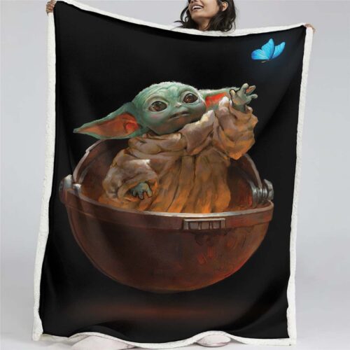 Baby Yoda süß in Star Wars 8 Decke - Fleecedecke