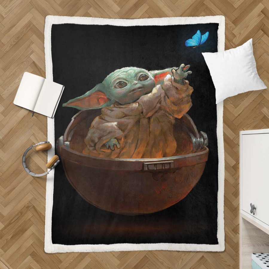Baby Yoda süß in Star Wars 8 Decke - Fleecedecke – Bild 3