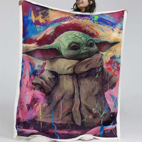 Baby Yoda süß in Star Wars 9 Decke - Fleecedecke