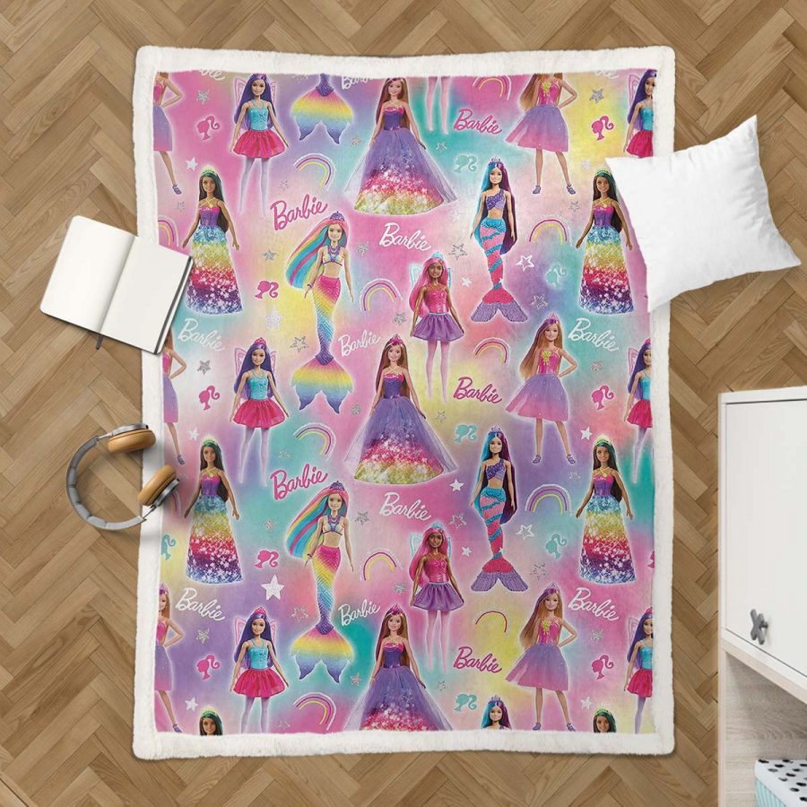 Barbie Regenbogen Decke - Fleecedecke – Bild 3