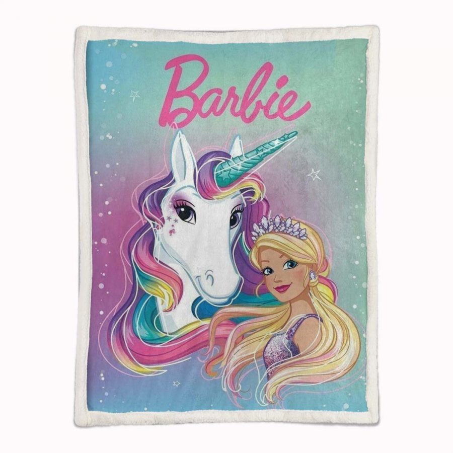 Barbie und das Einhorn 2 Decke - Fleecedecke – Bild 2