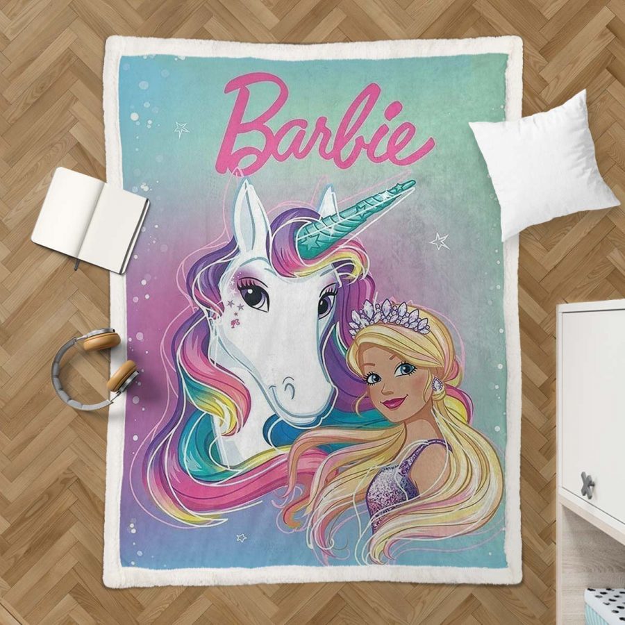 Barbie und das Einhorn 2 Decke - Fleecedecke – Bild 3