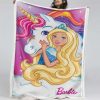 Barbie und Einhorn Decke - Fleecedecke