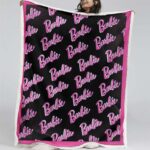 Barbie-Symbol schwarz rosa Decke – Fleecedecke