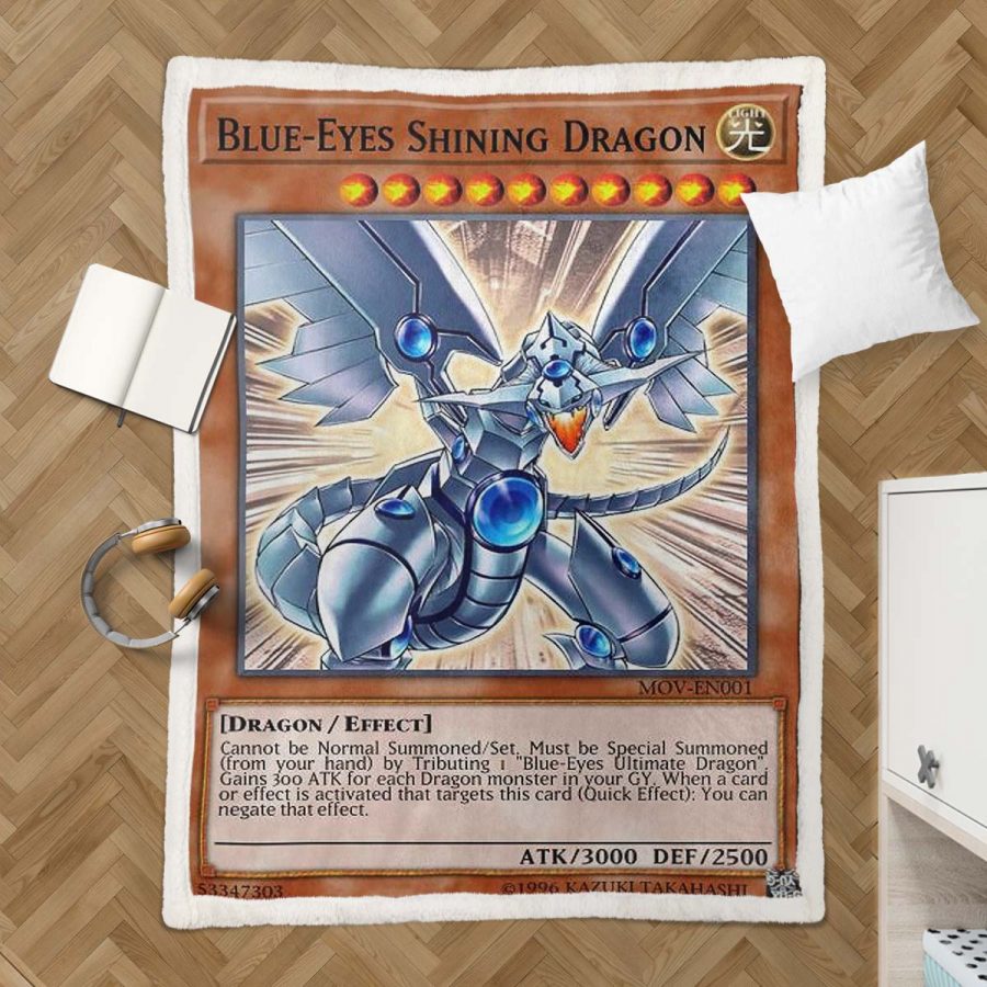 Blaue Augen Leuchtender Drache Retro Pack Decke - Fleecedecke – Bild 3