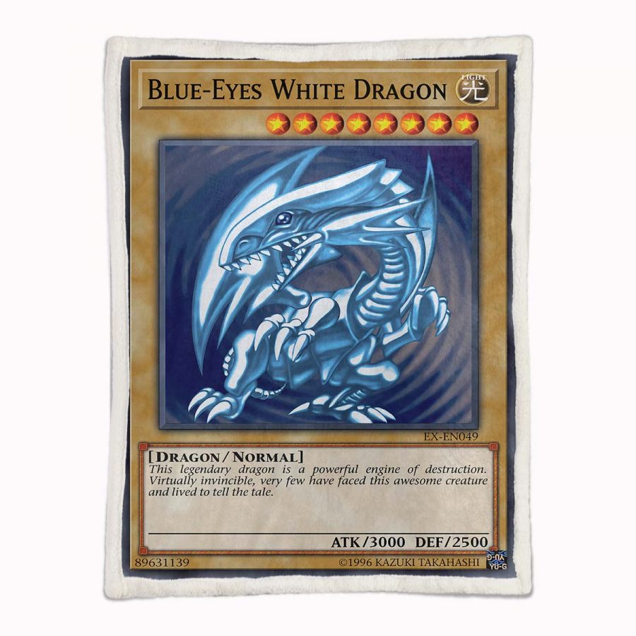 Blaue Augen, weißer Drache Decke - Fleecedecke – Bild 2