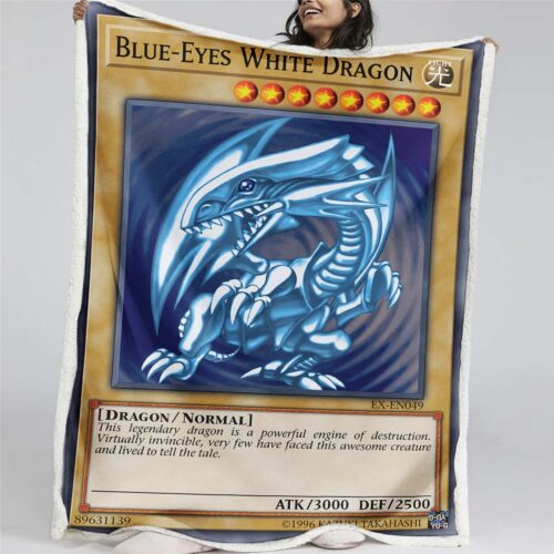Blaue Augen, weißer Drache Decke - Fleecedecke