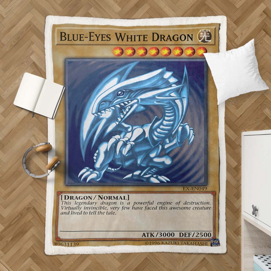 Blaue Augen, weißer Drache Decke - Fleecedecke – Bild 3