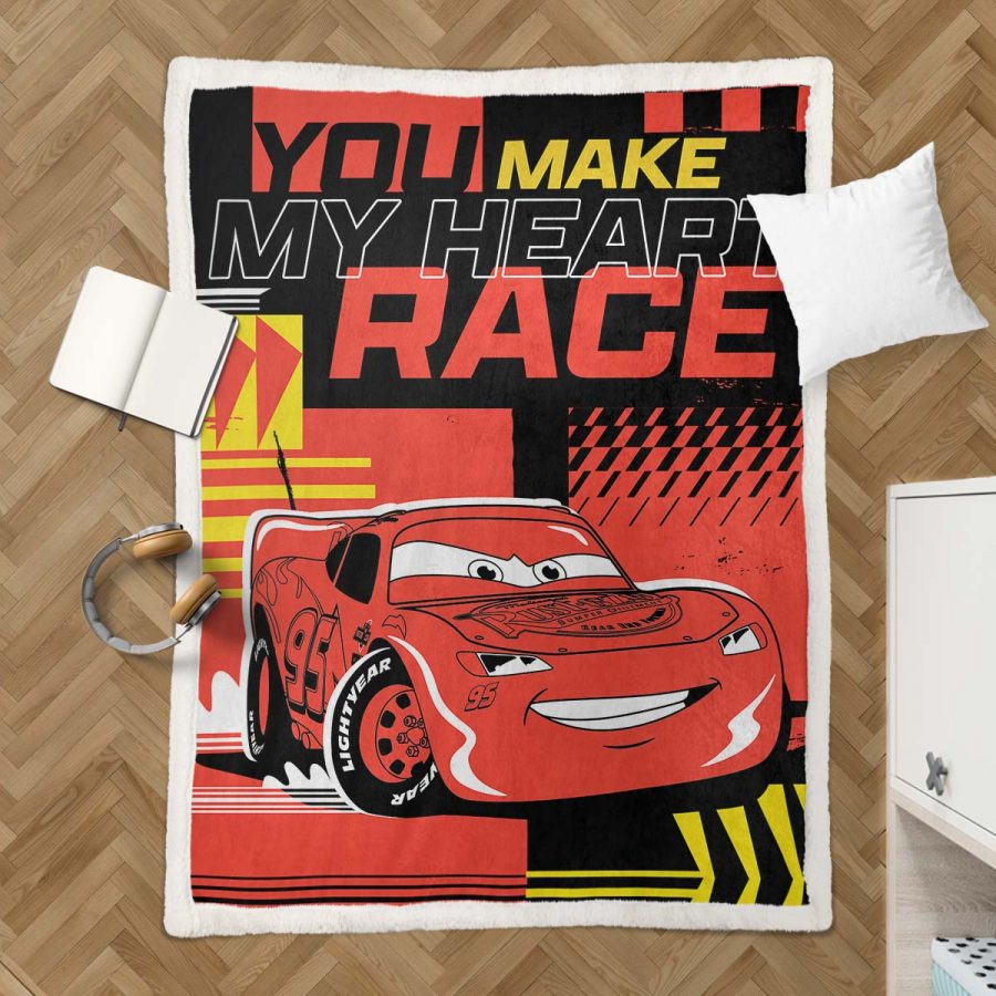 Cars 95 Lightyear Lightning McQueen Du bringst mein Herz zum Rasen Decke - Fleecedecke – Bild 3