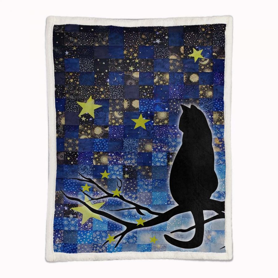 Katze Sternennacht Decke - Fleecedecke – Bild 2