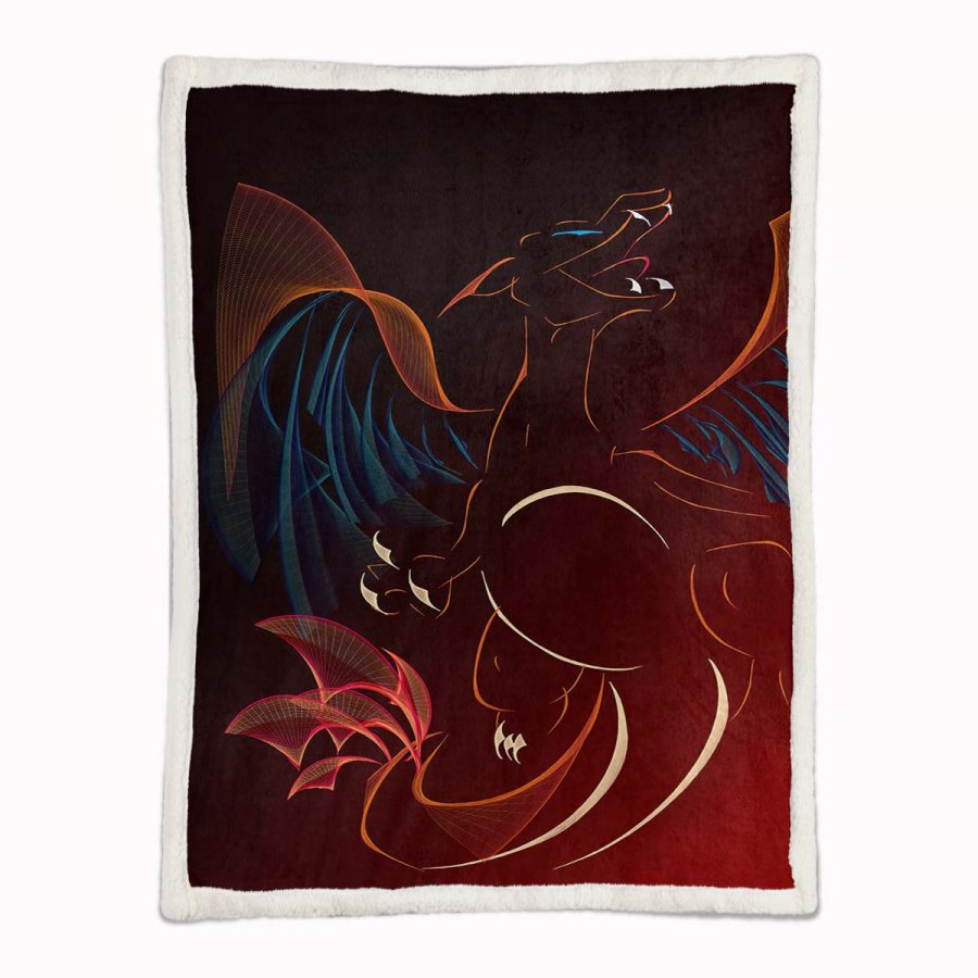 Glurak Pokemon Kunst Decke - Fleecedecke – Bild 2