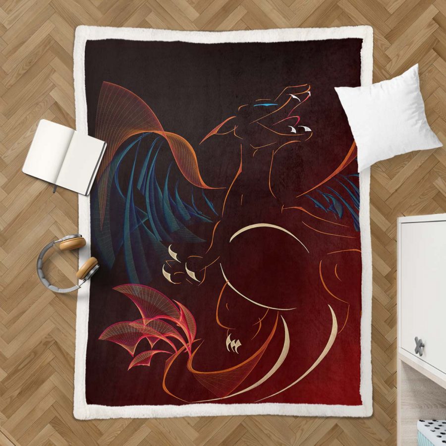 Glurak Pokemon Kunst Decke - Fleecedecke – Bild 3
