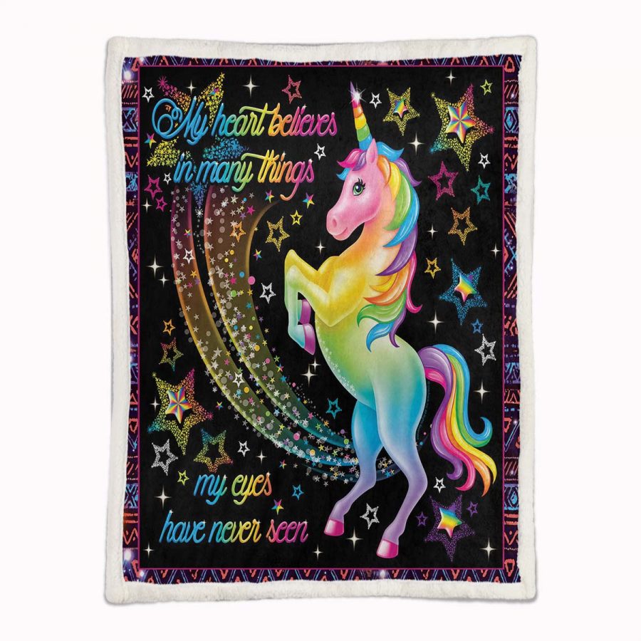 Buntes Einhorn 1003 Decke - Fleecedecke – Bild 2