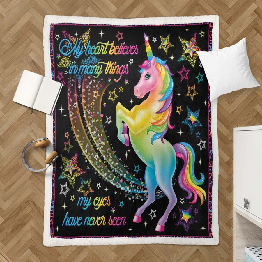 Buntes Einhorn 1003 Decke - Fleecedecke – Bild 3