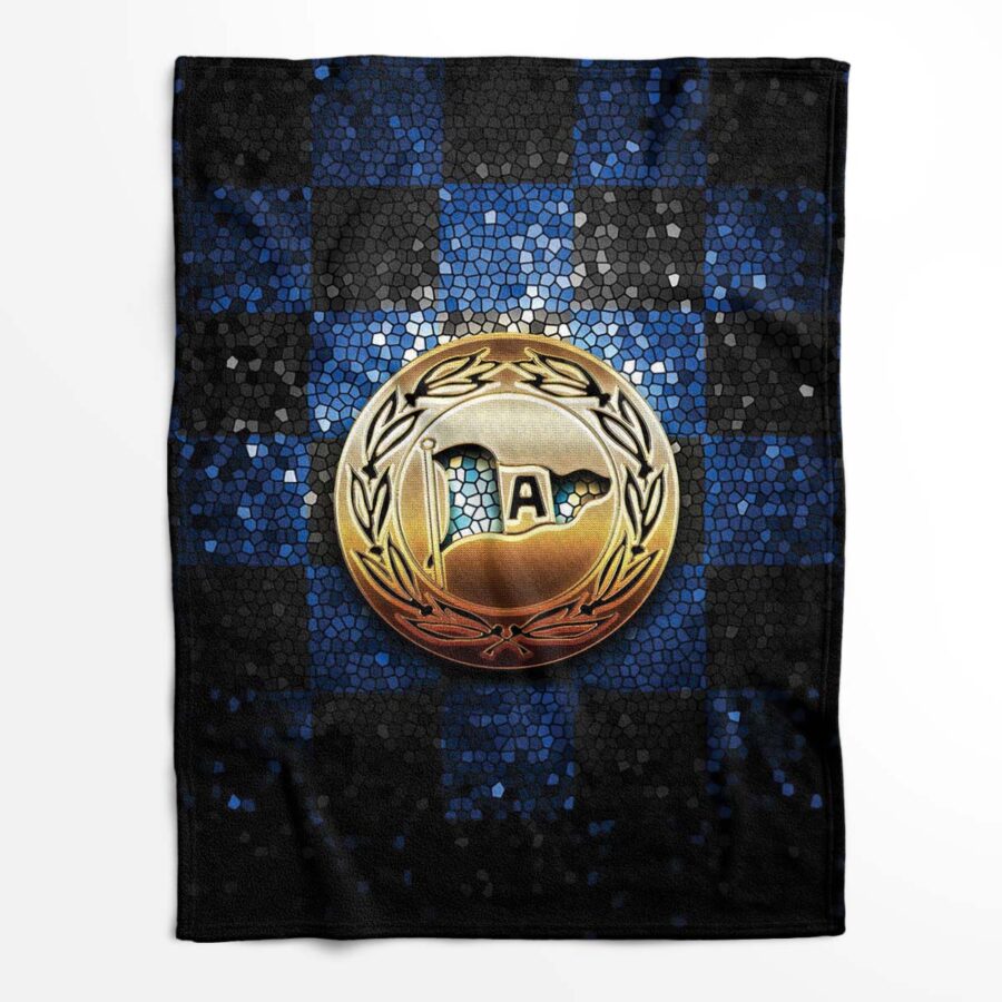 DSC Arminia Bielefeld blau schwarz kariert Fleecedecke - Decke – Bild 2