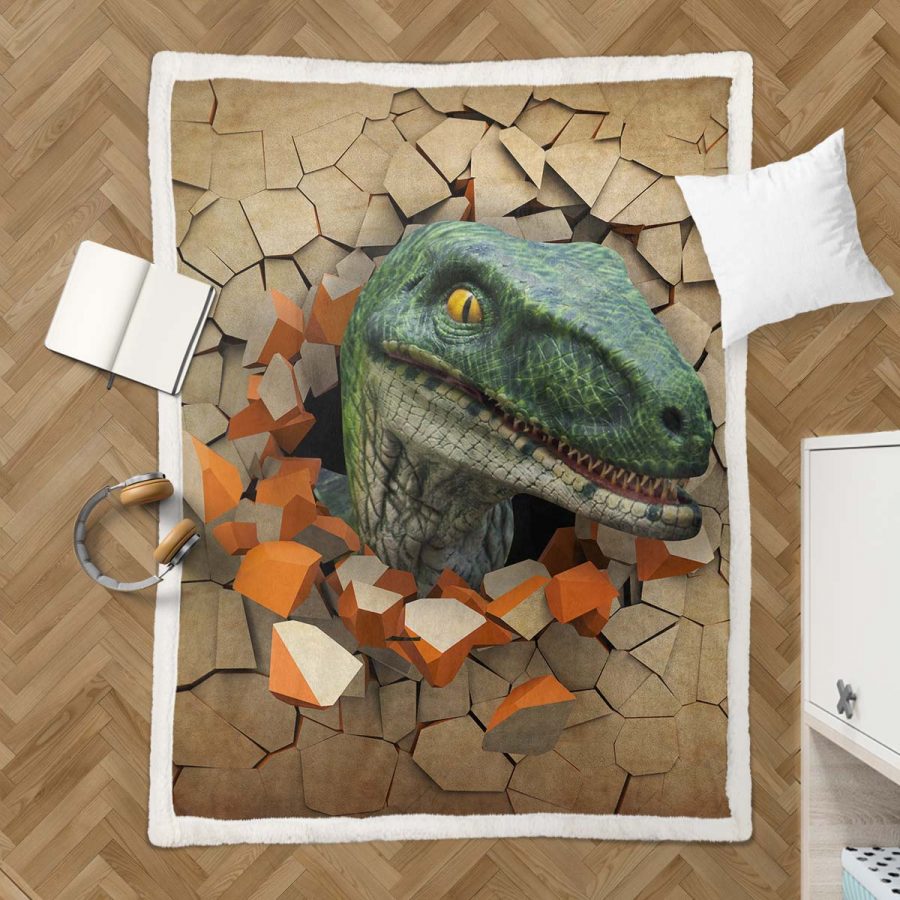 Dinosaurier 3D kommentierte Trickkunst Decke - Fleecedecke – Bild 3