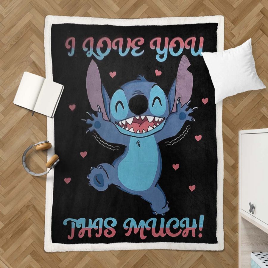 Disney Lilo und Stitch Figuren Ich liebe dich 27 Decke - Fleecedecke – Bild 3