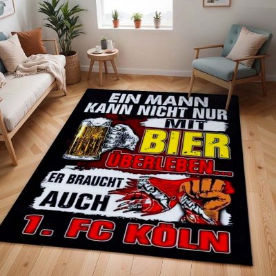 Alternative view of Ein Mann kann nicht nur mit Bier überleben, er braucht auch den FC Köln Teppich