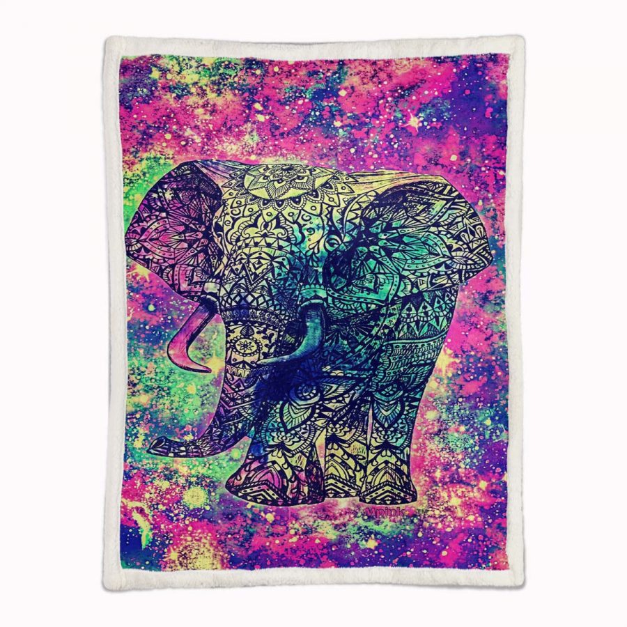 Elefant Boho Hippie Stil Decke - Fleecedecke – Bild 2
