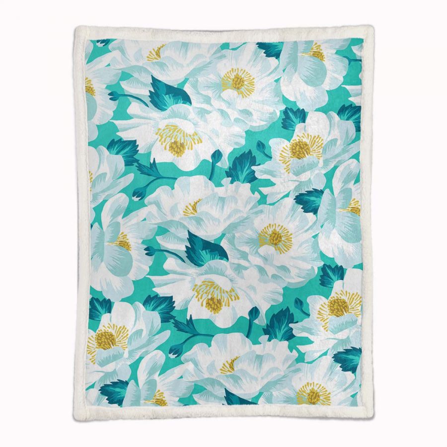 Blumenteppiche Blau Decke - Fleecedecke – Bild 2