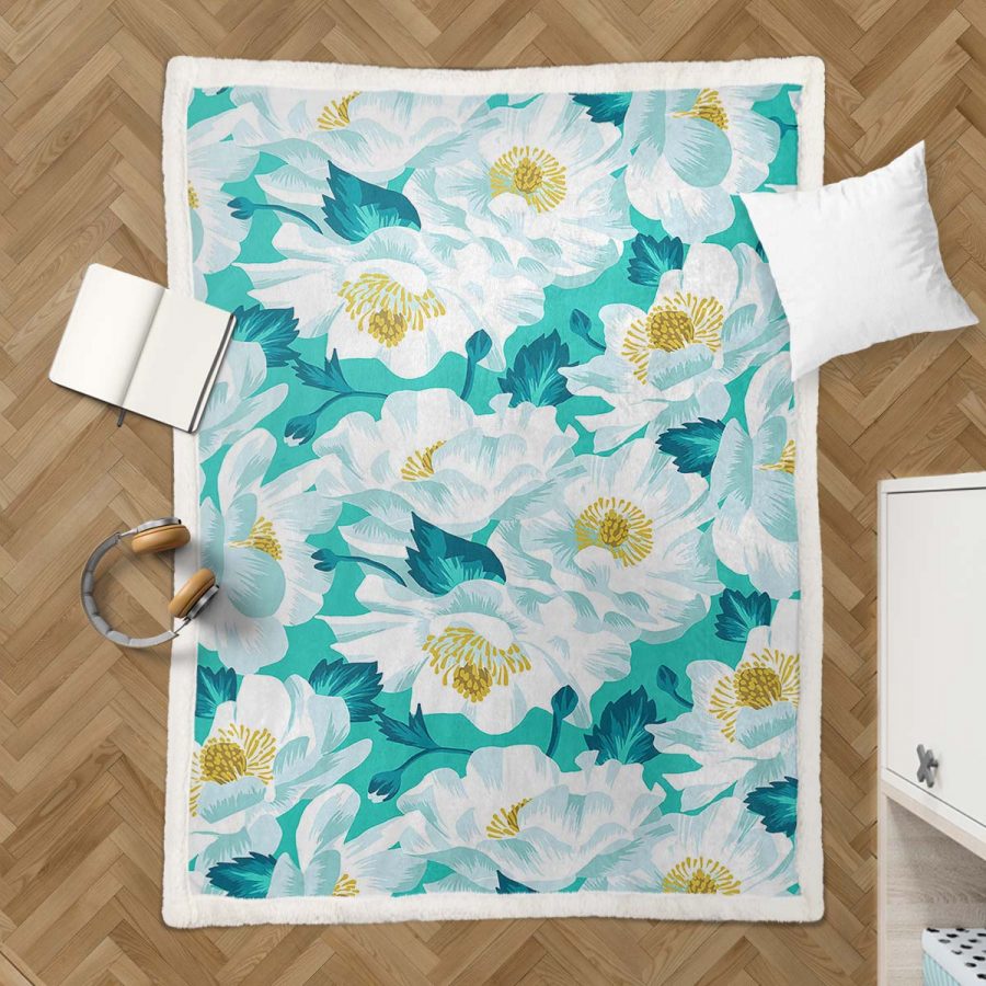 Blumenteppiche Blau Decke - Fleecedecke – Bild 3