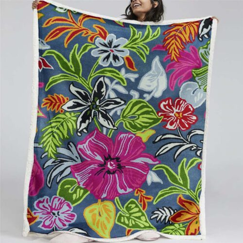 Blumenteppiche Bunt Decke - Fleecedecke