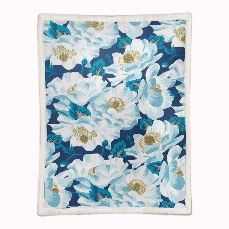 Blumenteppiche Marineblau Decke - Fleecedecke – Bild 2