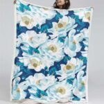 Blumenteppiche Marineblau Decke – Fleecedecke
