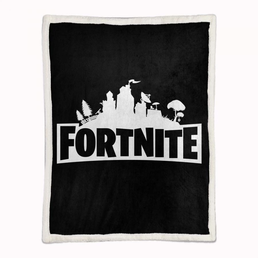 Fortnite Logo Schwarz Weiß Decke - Fleecedecke – Bild 2