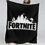 Fortnite Logo Schwarz Weiß Decke – Fleecedecke