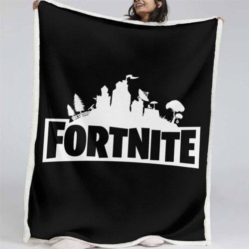 Fortnite Logo Schwarz Weiß Decke - Fleecedecke