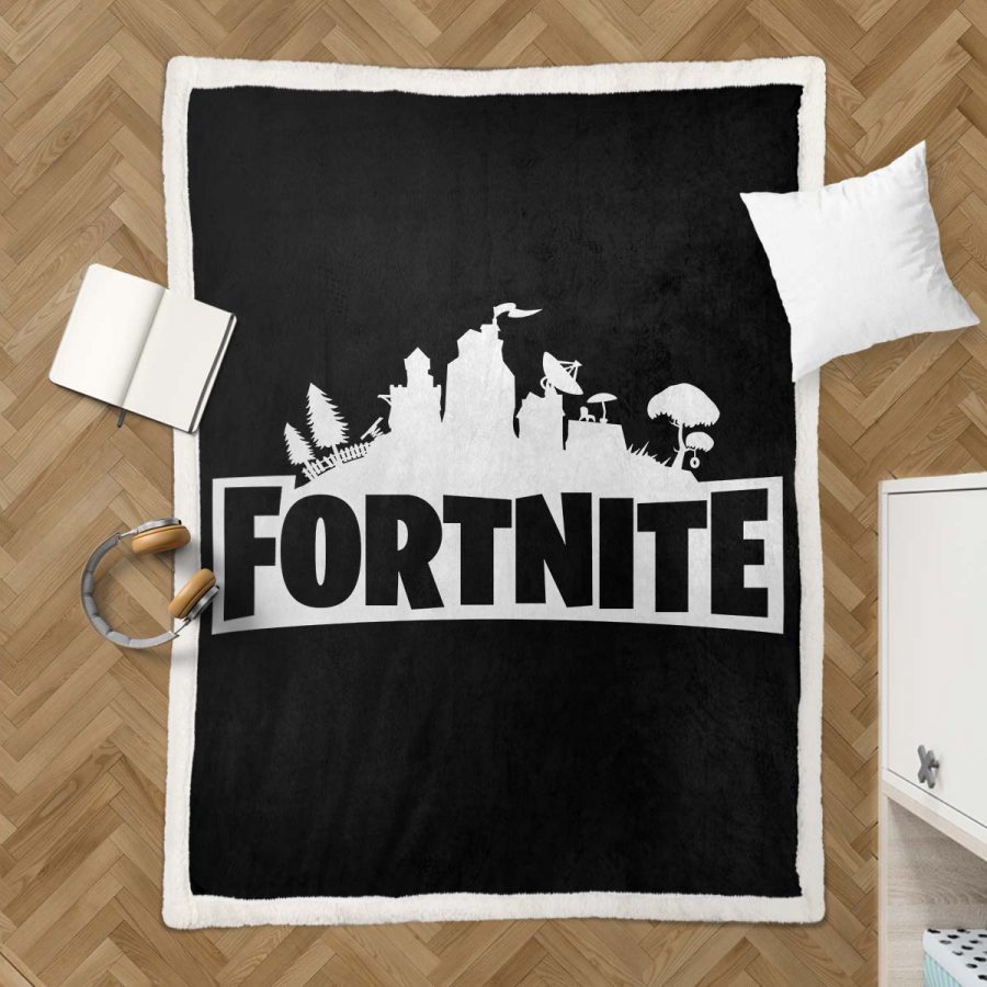 Fortnite Logo Schwarz Weiß Decke - Fleecedecke – Bild 3
