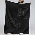 Gamecontroller PlayStation Schwarz Weiß 06 Decke – Fleecedecke