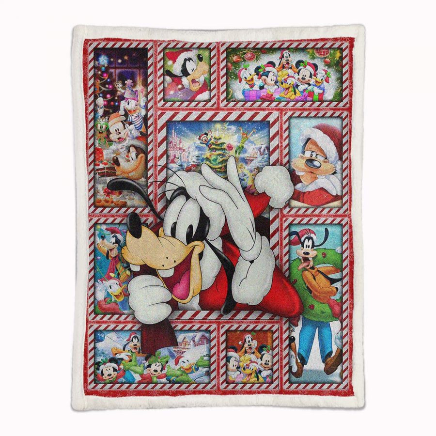 Frohe Weihnachten mit Goofy und Mickey Maus Decke - Fleecedecke – Bild 2