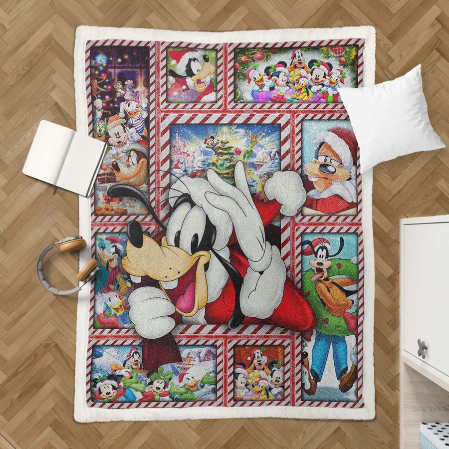 Frohe Weihnachten mit Goofy und Mickey Maus Decke - Fleecedecke – Bild 3