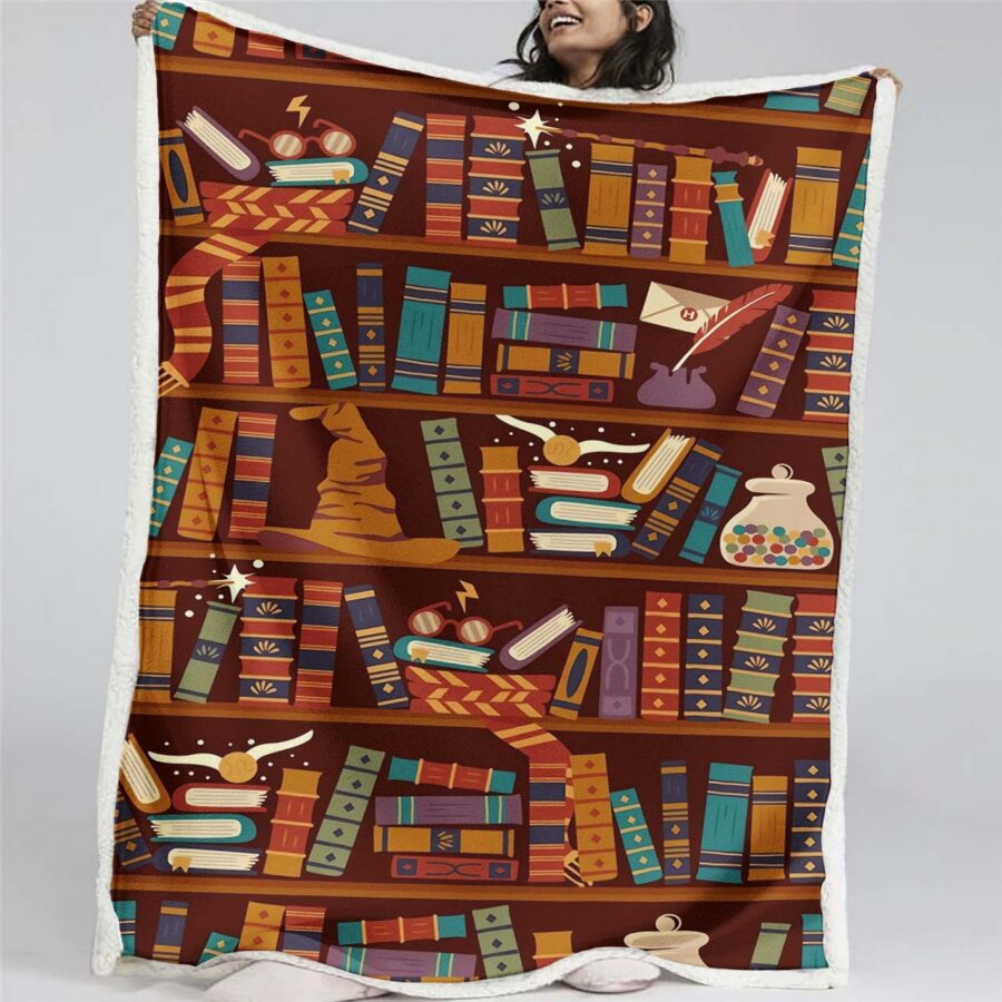 Bücherregal der Harry Potter Hogwarts Decke - Fleecedecke