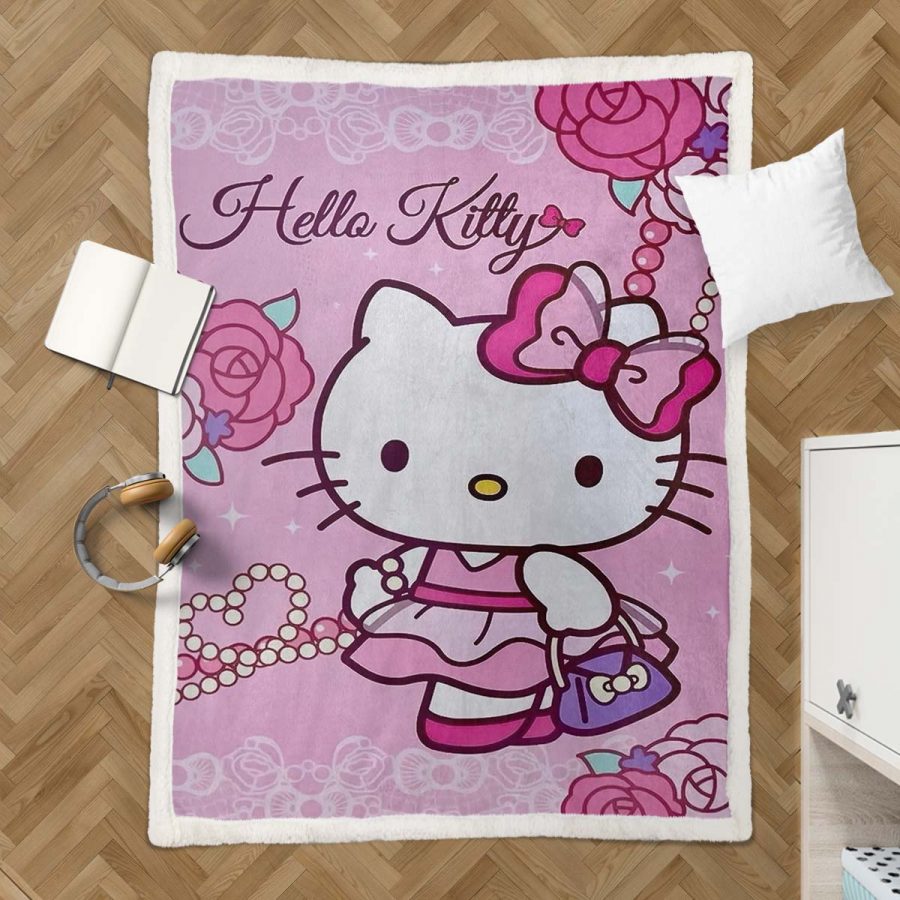 Hello Kitty Rosa 02 Decke - Fleecedecke – Bild 3