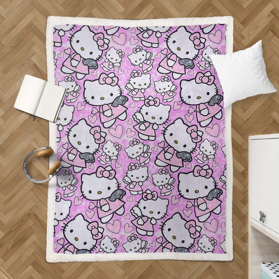Hello Kitty Rosa 03 Decke - Fleecedecke – Bild 3