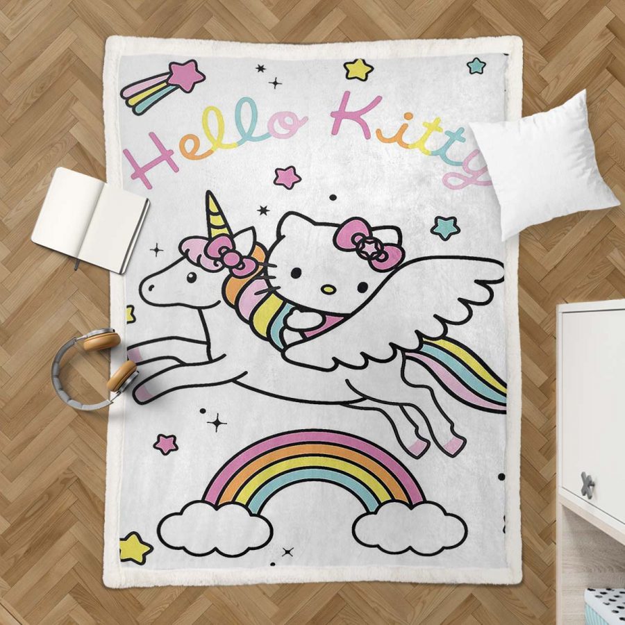 Hello Kitty Einhorn 01 Decke - Fleecedecke – Bild 3